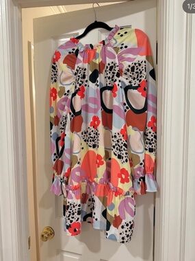 crosby. Multicolor Abstract Floral Mini Dress - Pink, Red, Black, Cream